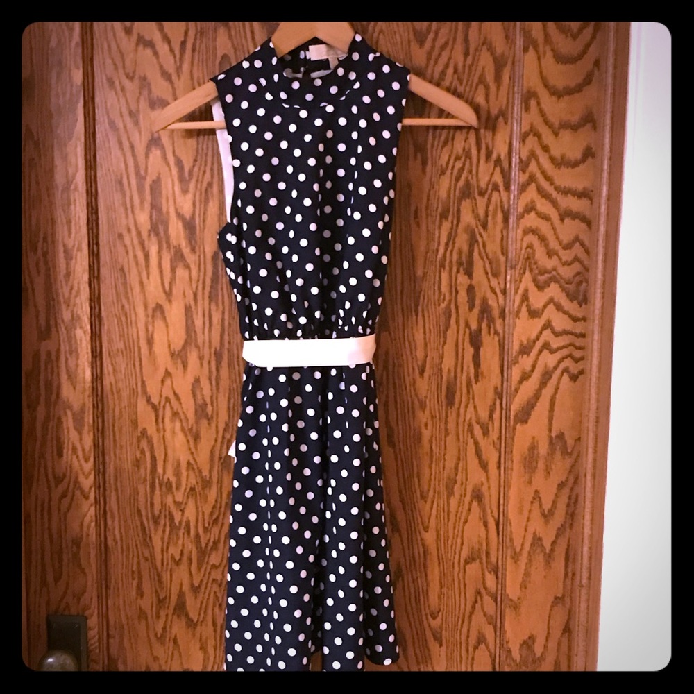 Monteau Navy Polka Dot Dress